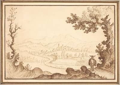 Een landschap bij Pecchio door Remigio Cantagallina