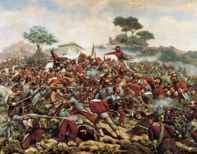 Giuseppe Garibaldi bij de Slag om Calatafimi, 15 mei door Remigio Legat