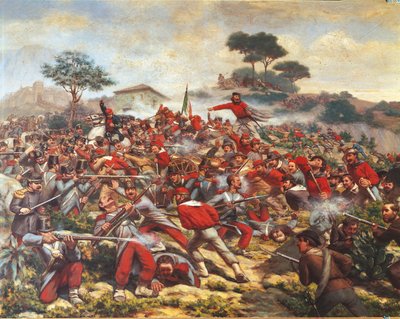 Giuseppe Garibaldi bij de Slag om Calatafimi door Remigio Legat