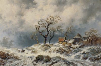 Hollandse winterlandschap (sneeuwdrift) door Remigius Adrianus van Haanen