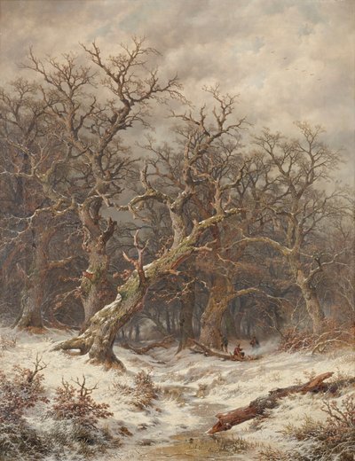 Winterlandschap (Winterbos) door Remigius Adrianus van Haanen