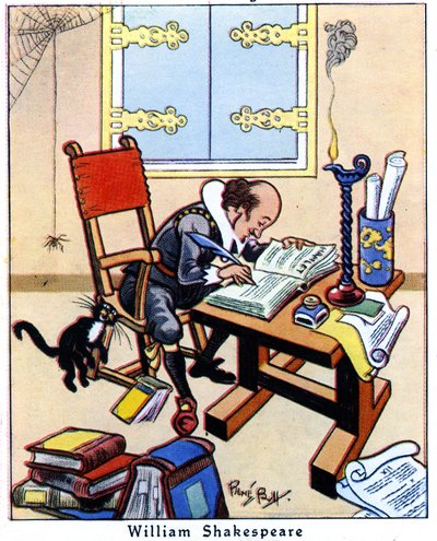 Shakespeare schrijft Hamlet, 1936 door René Bull