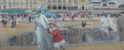 Het strand van Cabourg door René François Xavier Prinet