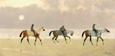 Ruiters op het strand van Dieppe door René Pierre Charles Princeteau