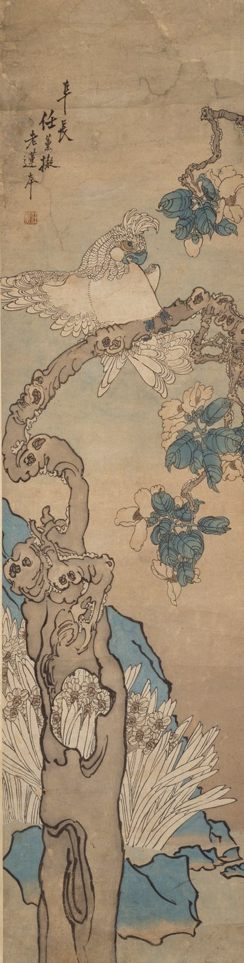 Papegaai in bloeiende boom, 1835-1893 door Ren Xun