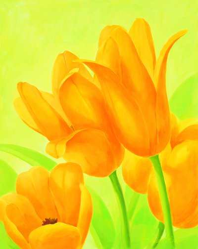 Levendige oranje tulpen door Renate Holzner