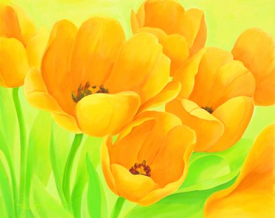 Levendige gele tulpen door Renate Holzner