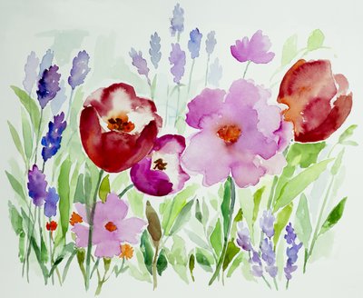 Bloementuin in aquarel door Renate Holzner
