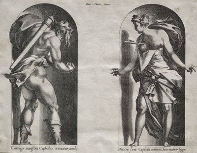 Cephalus en Procris in twee Nissen door Rene Boyvin
