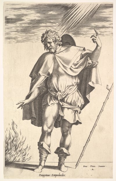 Empedocles, frontaal staand met zijn hoofd in driekwart zicht door Rene Boyvin