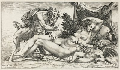 Jupiter en Antiope door Rene Boyvin
