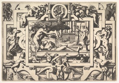 Medea giet een Magische Drank over Jason Le roi Aeson tant caduque et chenu en une cuve elle..., 1563 door Rene Boyvin