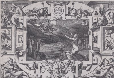 Medea en haar wagen getrokken door draken, 1563 door Rene Boyvin