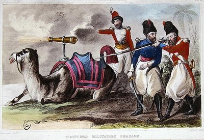 Negentiende Eeuwse Perzische Militaire Kostuums en een Kameel met een kanon, c.1840 door Rene Demoraine