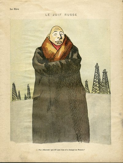 Illustratie van Hermann-Paul in Le Lire, ca. 1935 - De Russische Jood - Antisemitisme, Petroleum - Jood door Rene George Hermann Paul