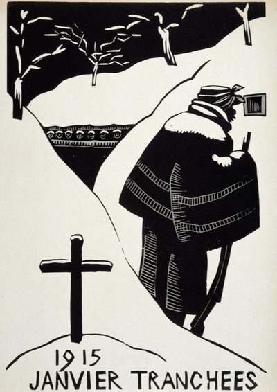 Januari 1915: de loopgraven - in "Calendar of War", ill. door Herman-Paul, Librairie Lutetia, Parijs door Rene George Hermann Paul