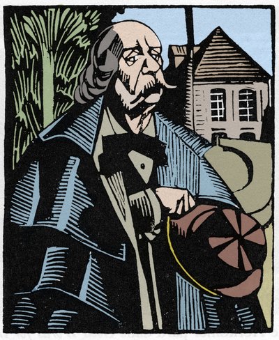 Portret van Gustave Flaubert (1821-1880). Houtsnede door Hermann-Paul (Hermann Paul) (1874-1940) voor het boek van Louis Bertrand 