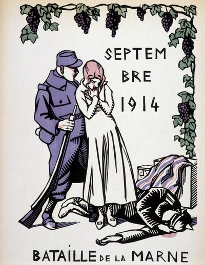 September 1914: Slag bij de Marne - tekening door Herman Paul, in "Calendar of War" uitgegeven in 1916 door Rene George Hermann Paul