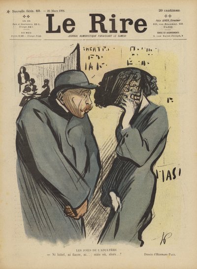 De vreugden van overspel. Illustratie voor Le Rire door Rene George Hermann Paul