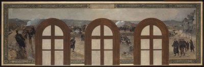 Schets voor het kantoor van de prefect in het stadhuis van Parijs: Batterijen van het 6e Sector, Point du Jour door Rene Joseph Gilbert