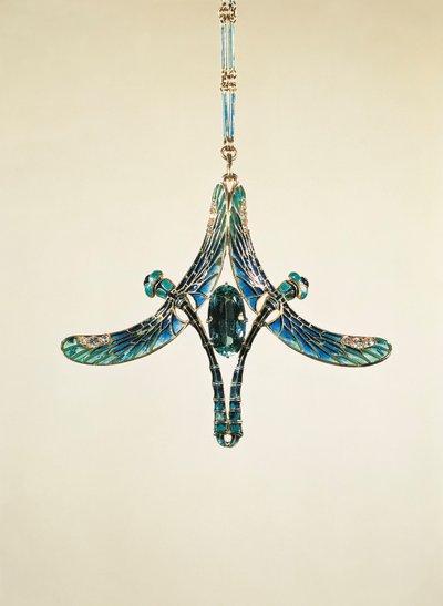 Libelle hanger (goud en email) door Rene Jules Lalique
