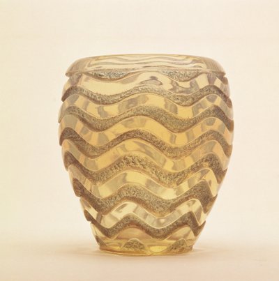Zwaar gevormde vaas met golfontwerp in gepolijste reliëf door Lalique, ca. 1902 door Rene Jules Lalique