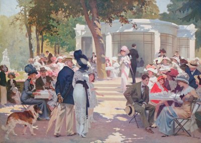 Het heerlijke uur, illustratie voor een brochure over de thermale spa in Vittel, eind 19e eeuw door Rene Lelong