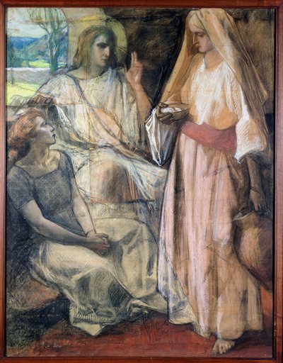 Christus in het huis van Martha en Maria, 1924 (pastel op papier) door Rene Marie Castaing