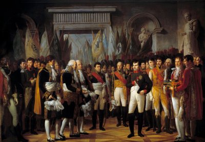 Napoleon I ontvangt de afgevaardigden van de Conservatieve Senaat in het Koninklijk Paleis van Berlijn 19/11/1806 door Rene Theodore Berthon