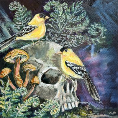 Donkere natuur: distelvinken door Renee Machan Cottagecore Artist