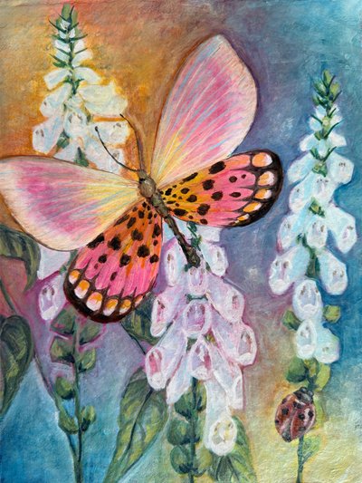 Roze vlindertuin door Renee Machan Cottagecore Artist