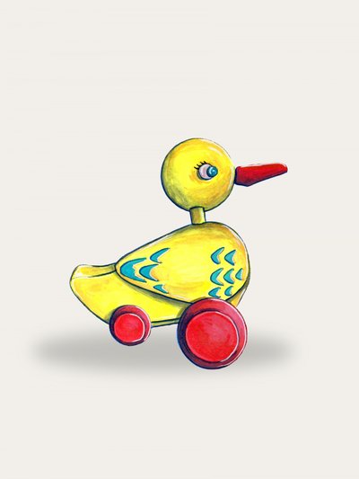 Speels geel eendje door Renee Machan Cottagecore Artist