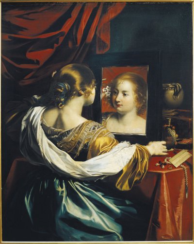 IJdelheid of Jonge vrouw bij haar toilet, ca. 1626 door Renieri