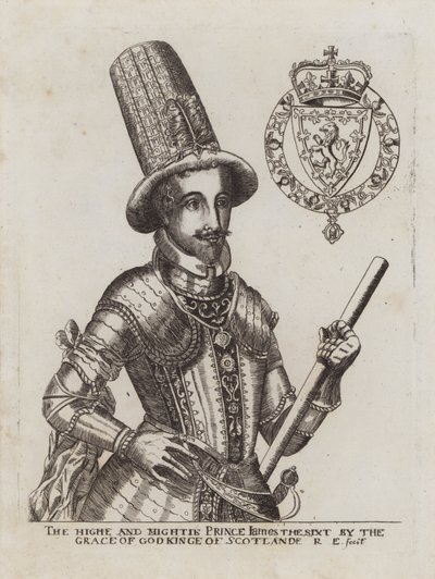 Koning James VI van Schotland door Renold (after) Elstrack
