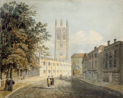 Magdalen College en het Oostelijke Einde van de Hoofdstraat, Oxford, 1795 door Rev Robert Nixon