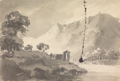 Landschap met kasteel, rivier en berg door Rev. William Gilpin