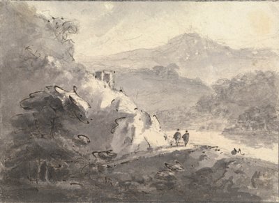 Landschap met Twee Figuren op een Weg door Rev. William Gilpin
