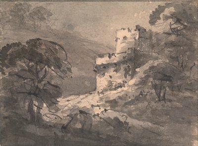 Landschap met een Vernietigd Kasteel aan de Rechterkant door Rev. William Gilpin