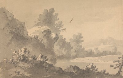 Rivierlandschap met kasteel in de verte door Rev. William Gilpin