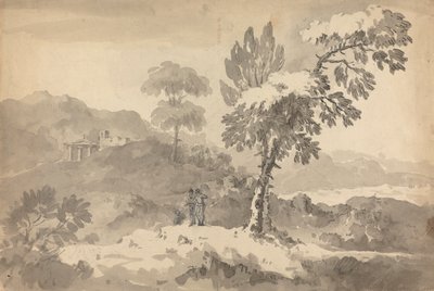 Drie figuren in een landschap door Rev. William Gilpin