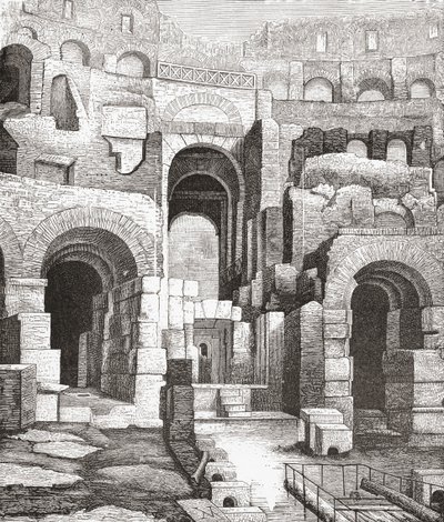 Interieur van het Colosseum, Rome, Italië sinds de opgravingen van 1874. Uit Italiaanse Afbeeldingen door Rev. Samuel Manning, gepubliceerd ca. 1890. door Reverend Samuel Manning