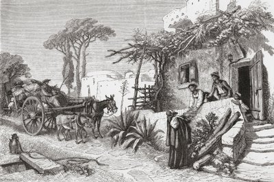 Bedelmonniken nabij Napels, Italië in de late 19e eeuw. Uit Italiaanse afbeeldingen door Rev. Samuel Manning, gepubliceerd ca. 1890 door Reverend Samuel Manning