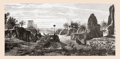 Ruïnes van het Paleis van de Caesars, Palatijnse Heuvel, Rome, Italië eind 19e eeuw. Uit Italiaanse afbeeldingen door Rev. Samuel Manning, gepubliceerd c.1890. door Reverend Samuel Manning
