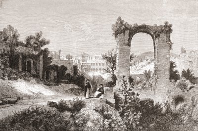 Het Palatijn vanaf de Aventijnse Heuvel, Rome, Italië in de late 19e eeuw door Reverend Samuel Manning