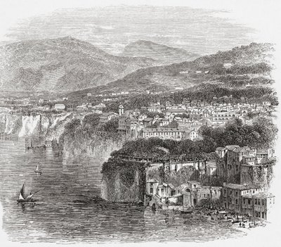 Uitzicht op Sorrento, Campania, Zuid-Italië, in de late 19e eeuw. Uit Italiaanse afbeeldingen door Rev. Samuel Manning, gepubliceerd ca. 1890. door Reverend Samuel Manning