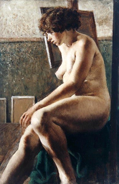 Zittende vrouwelijke figuur door Rex Whistler