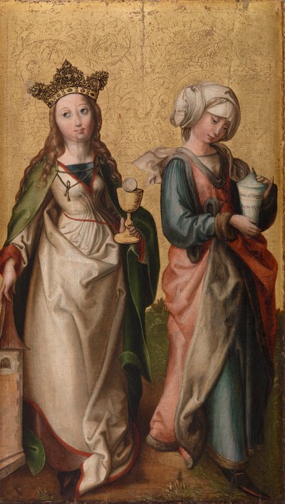Heiligen Barbara en Maria Magdalena door Rhenish Master