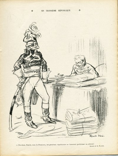 Illustratie van Ricardo Flores (1878-1918) in Le Lire, 29/11/13 - In de Derde Republiek - Iere Republiek - Generaal Generaux, Baptiste Faurie (1853-1938) door Ricardo Flores