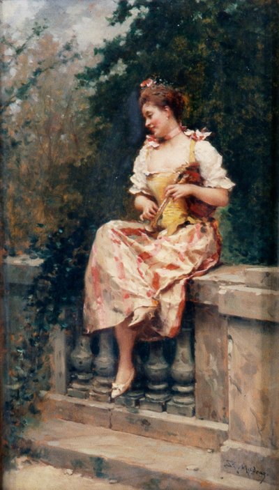 Meisje met Fluit, ca.1895 door Ricardo de Madrazo y Garreta