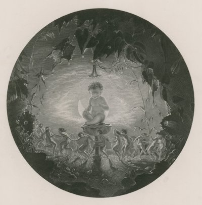 Puck en de feeën, Midzomernachtsdroom (gravure) door Richard (after) Dadd